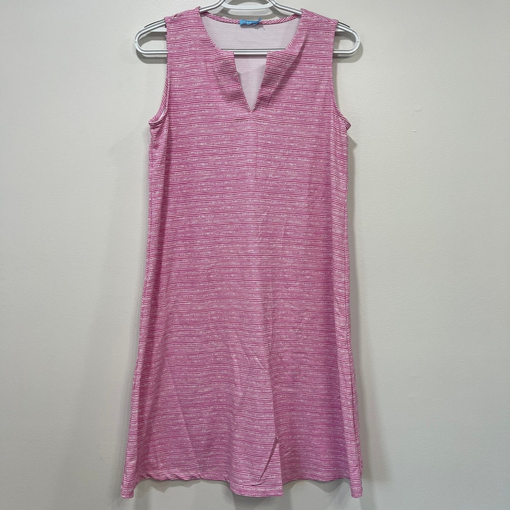J Mclaughlin Womens‎ Dress Small Pink White Stripe Sleeveless Catalina Knee